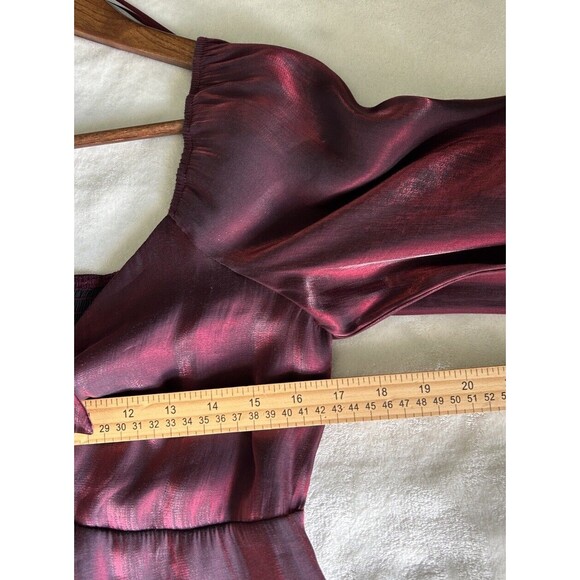 Francesca's Womens Shirt Large Satin Tie Front Blouse Whimsical Milkmaid - Picture 9 of 12